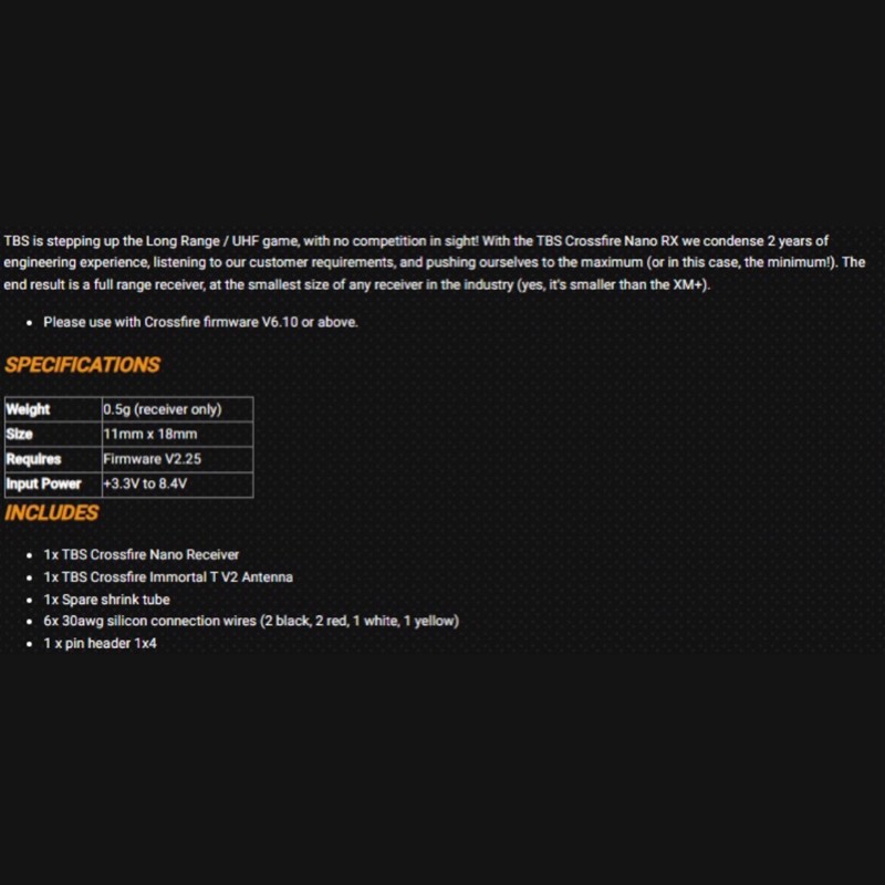 TBS For LONG RANGE R C TRANSMI - Crossfire Receiver Rx review and price