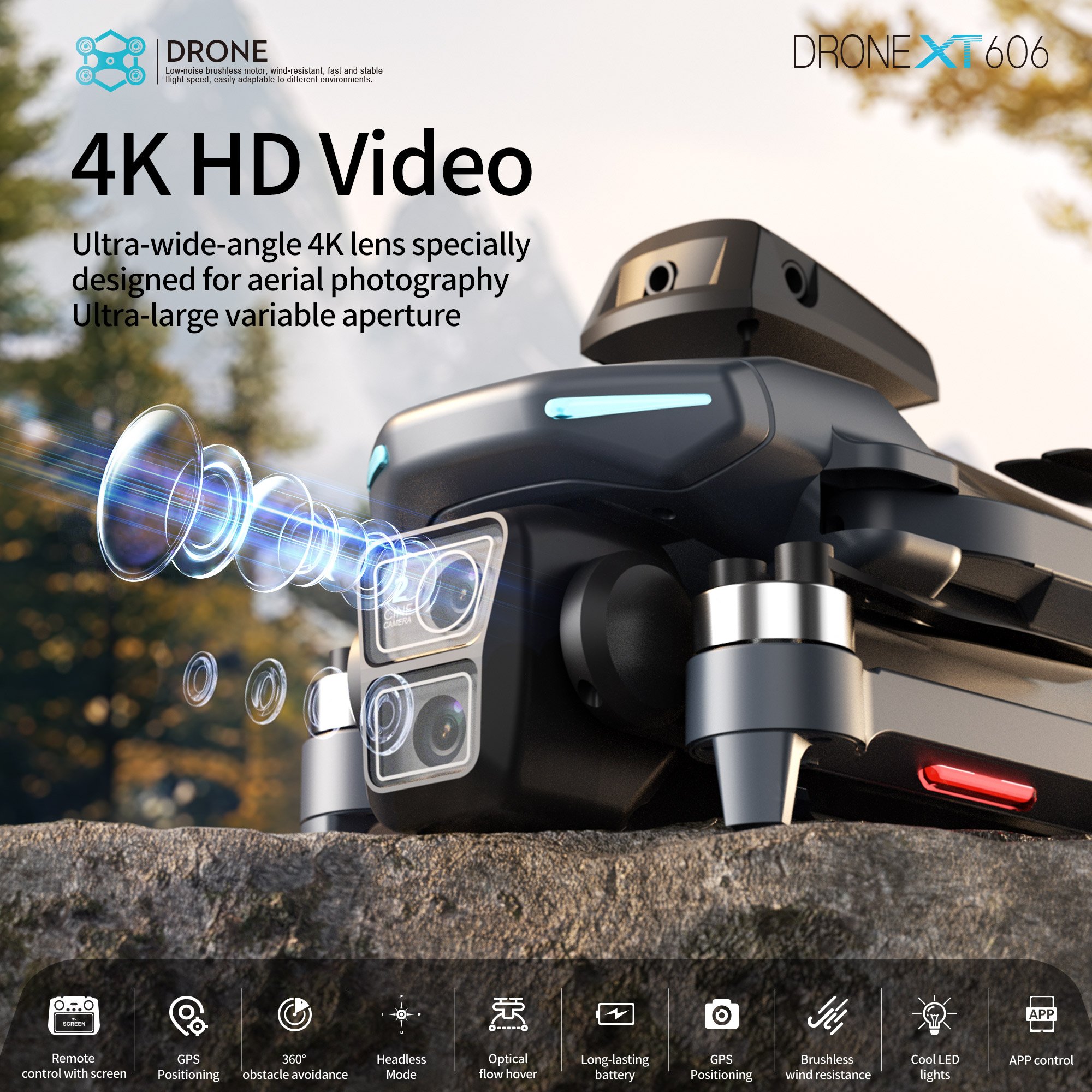 XT606 Foldable Drone 4K Dual C - Drone Top Rc review and price